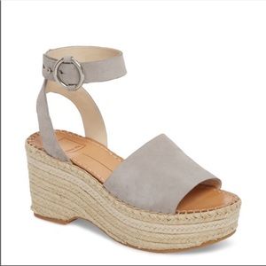 Dolce Vita Lesly Grey Suede Espadrille Wedges